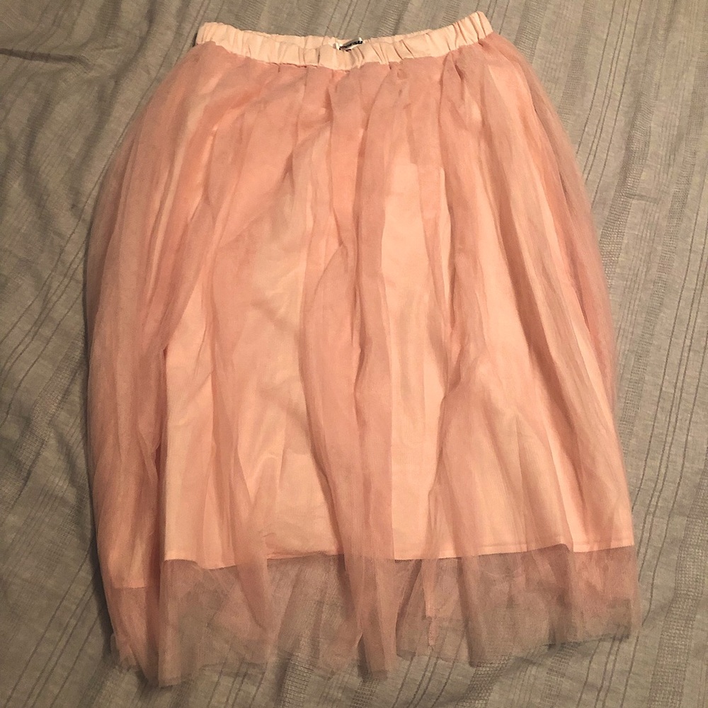 Persun Pink Tulle Ballerina Midi Skirt Size L